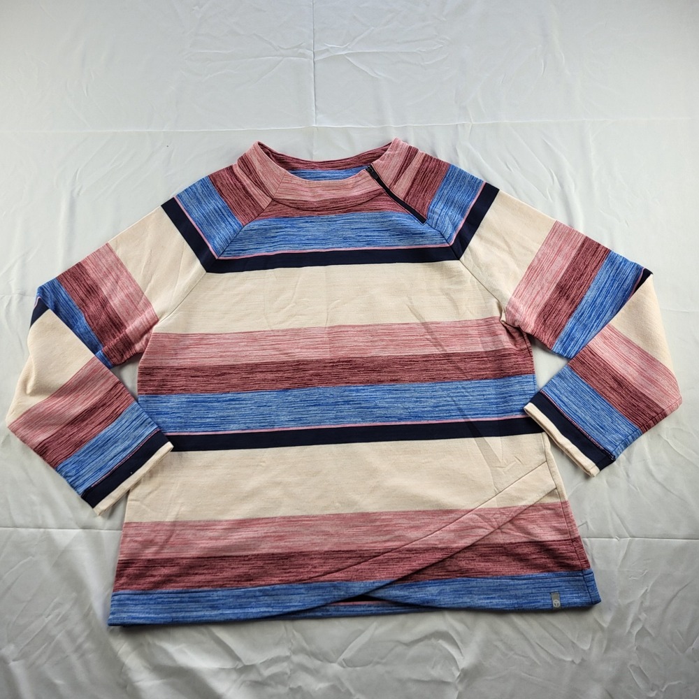 Talbots Zip Mockneck Striped Top Multicolor Long Sleeve XL Pullover T by Talbots